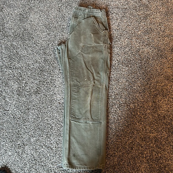 CARHARTT Men's 30x30 Green Double Front Carpenter Pants Original Dungaree Fit - Picture 2 of 6